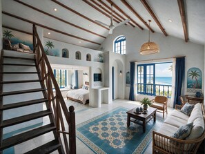 Phòng Suite dành cho gia đình, ban công, quang cảnh bãi biển | Nội thất