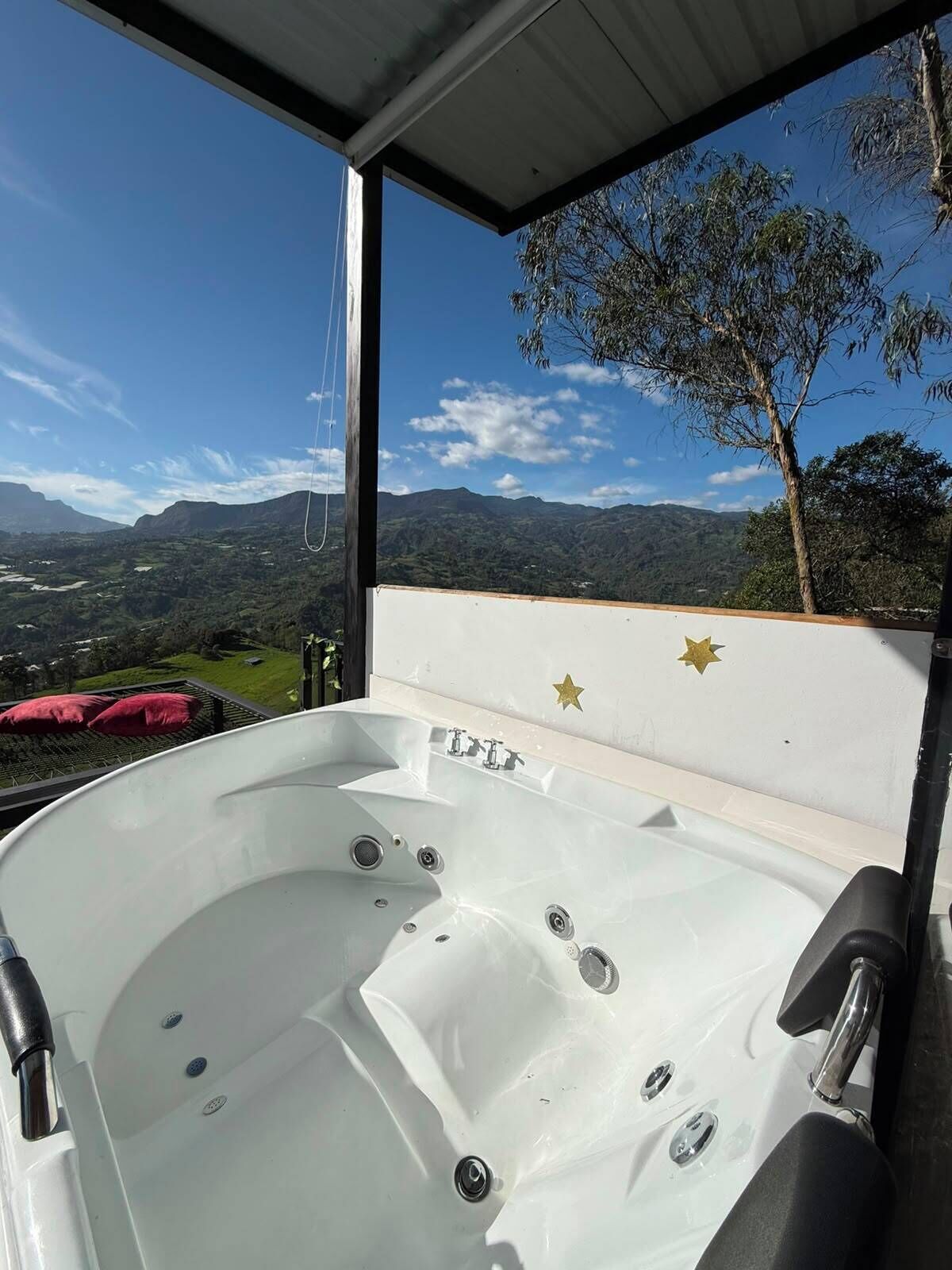 Cabin, Balcony, Mountain View | Outdoor spa tub