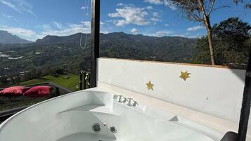 Cabin, Balcony, Mountain View | Outdoor spa tub