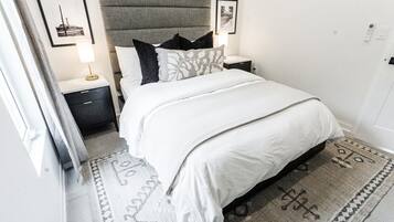 1 bedroom, desk, iron/ironing board, travel cot