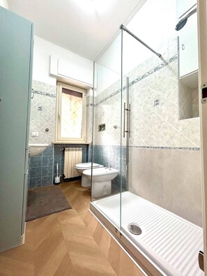 Dusche, Haartrockner, Bidet, Handtücher