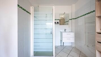 Chuveiro, secador de cabelo, papel higiênico