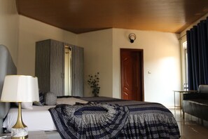 Chalet, patio, vue lac