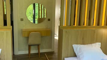 In-room safe, desk, laptop workspace, soundproofing