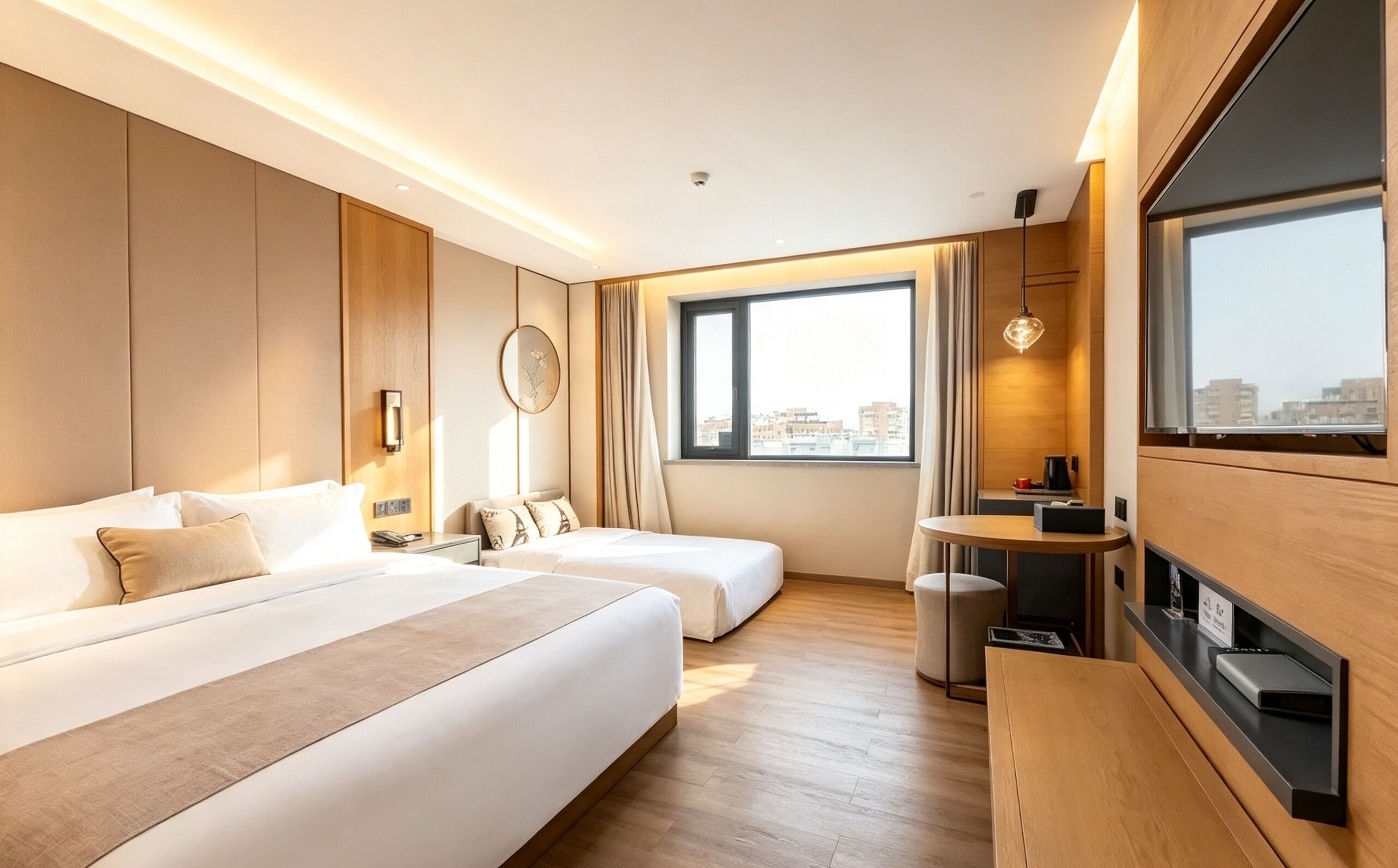 Family Triple Room | In-room safe, desk, laptop workspace, blackout curtains