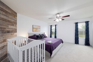 Desk, iron/ironing board, travel crib, WiFi (free)