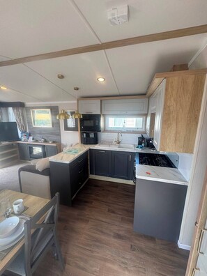 Private kitchen - Millfield Holiday Park - The Provence K14 - Coastal Caravan Breaks (Ingoldmells)