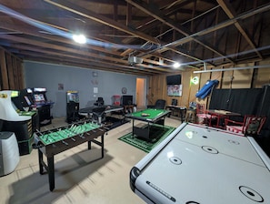 A room with a foosball table, pool table, and a dartboard. - Pondy - 101 Ponderosa (Plumas Eureka)