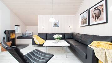Smart TV, fireplace, DVD player, stereo