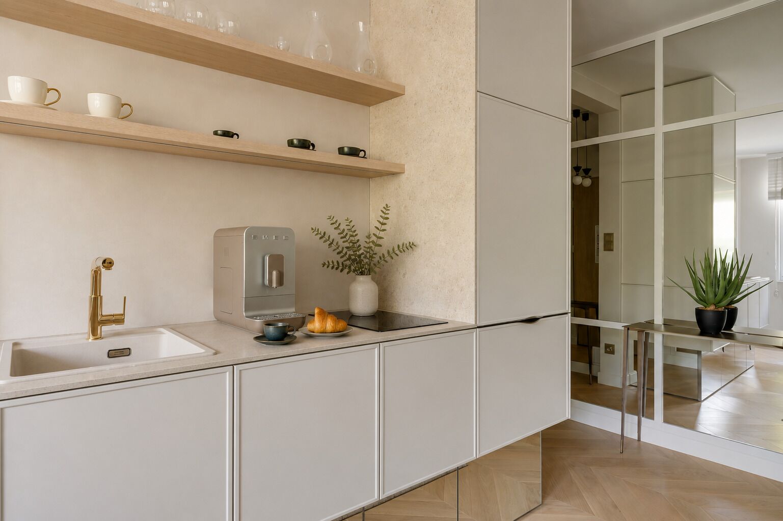 Suite estudio Deluxe | Cocina privada | Cafetera o tetera, hervidor eléctrico, tostadora y trona infantil