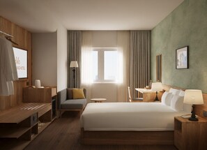 Phòng Suite Cao cấp, quang cảnh thành phố | Két bảo mật tại phòng, bàn, màn/rèm cản sáng 