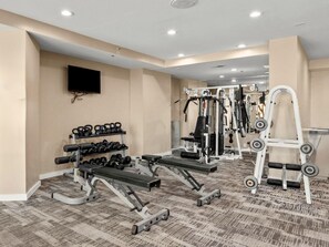 Keep your routine going between beach days with a full fitness center right here at the resort.
 - A polished oceanfront escape where subtle JAWS-inspired details, thoughtful luxury, and dog-friendly comforts create an unforgettable beach getaway. (Myrtle Beach)