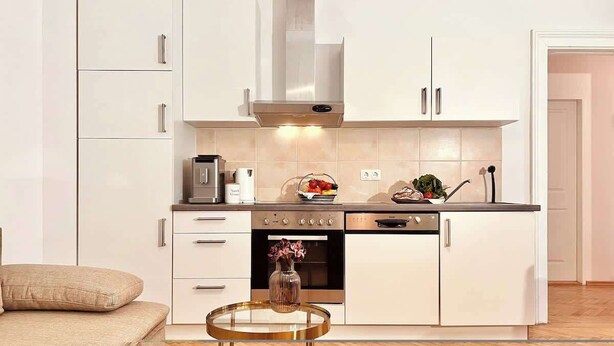 Coffee/tea maker, fridge, oven, stovetop - Servus Homes - rooftop terrace & balcony - Metro (Wien)