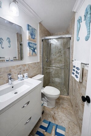 Sèche-cheveux, bidet, serviettes fournies, savon