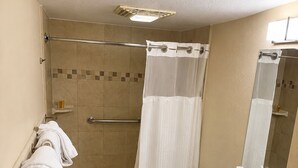 A bathroom with a shower, toilet, and sink. - 1 BR+ sofabed & fireplace, walk to Village, Shuttle, Hot Tubs, 3/21-27/2027 ONLY (Vail)