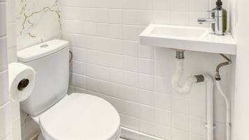 Haartrockner, Handtücher, Seife, Toilettenpapier