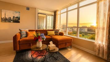Apartment, City View | Living area | 50-inch Smart TV with digital channels, Netflix, Hulu