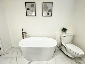 Secadora de cabello, toallas, jabón, papel de baño 