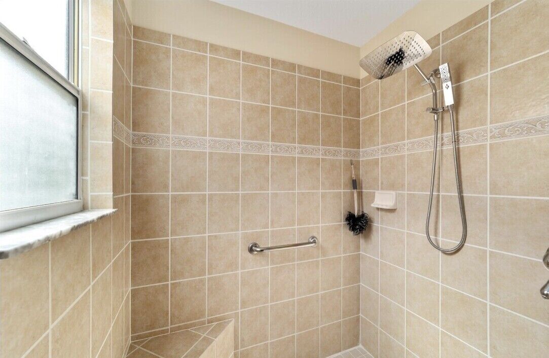Master Ensuite Bathroom with Roman Walk-in Tiled Shower