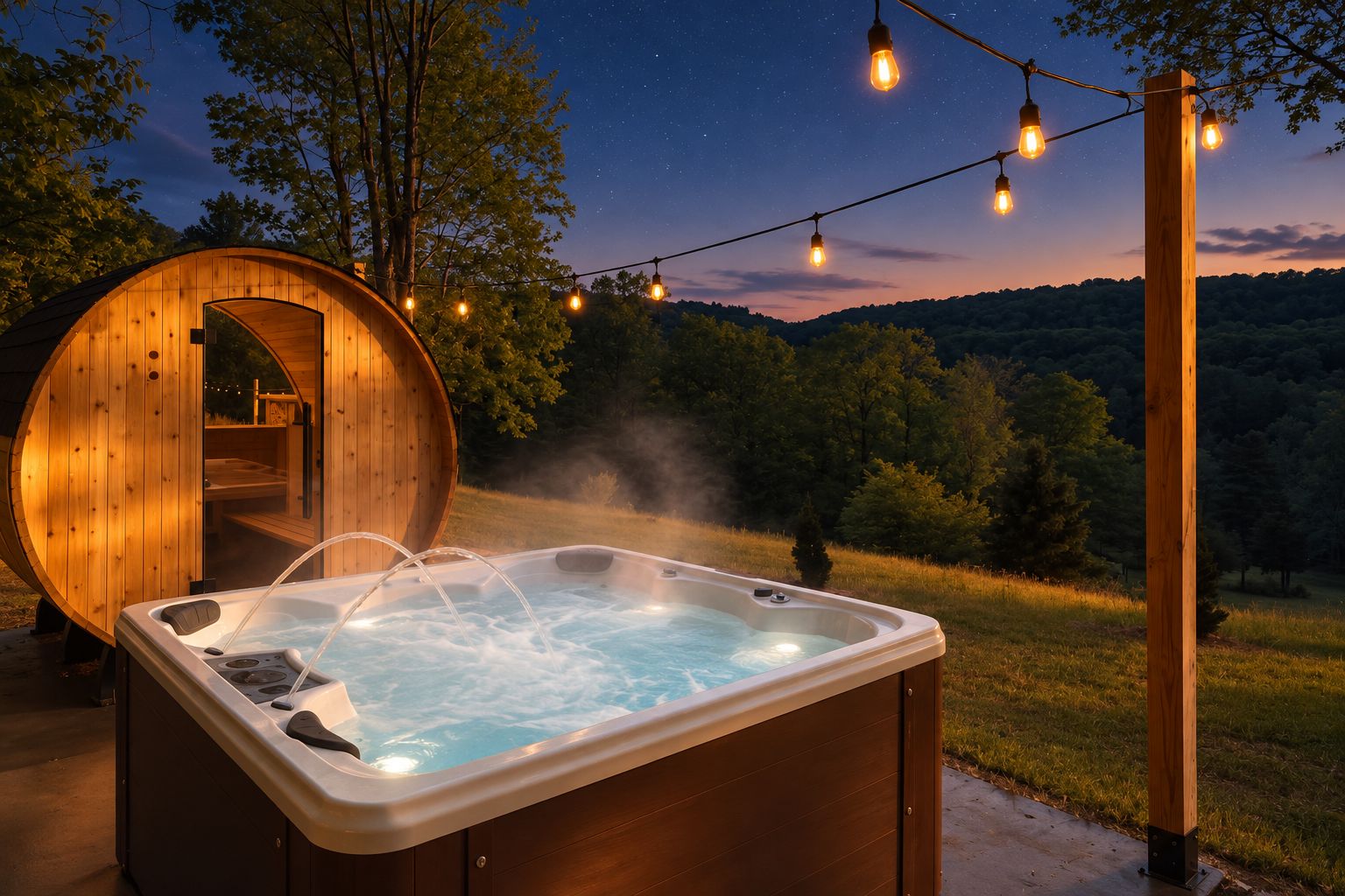 Start in the sauna, then cool off and hop in the hot tub. It is a great way to end the day after hiking or exploring the area.