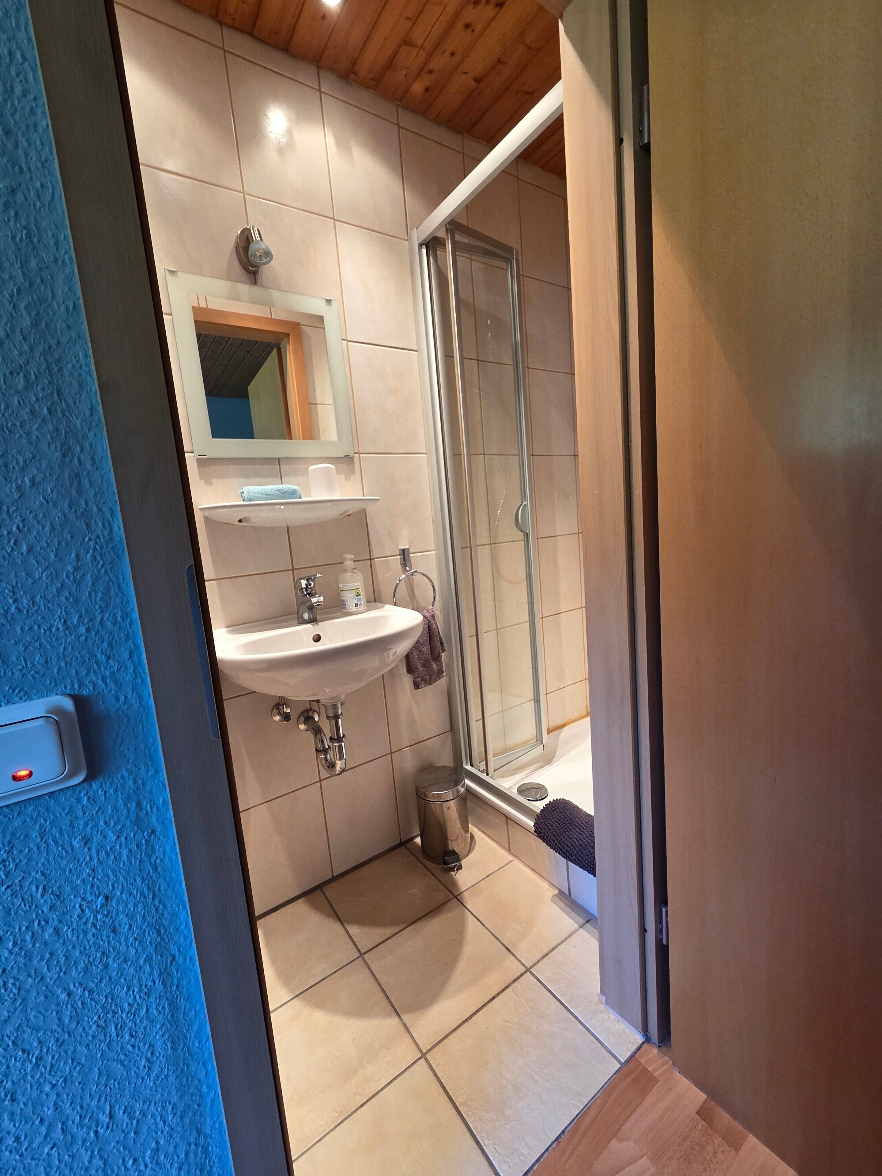 Dusche, Haartrockner, Handtücher