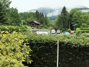 A residential area with a house, parked cars, and lush greenery. - Ideal Vacation (Onnion)