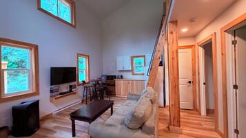 TV, fireplace, DVD player, foosball