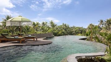 Outdoor pool, open 7:00 AM to 8:00 PM, pool loungers