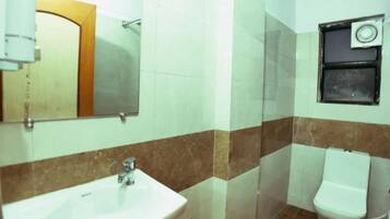 Shower, towels, soap, shampoo