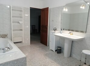 Bathroom - Guest Room with Bathtub, Mountain View, Wi-Fi Included (Tarascon-sur-Ariège)