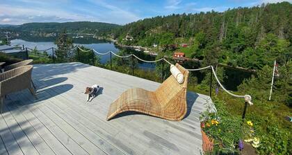 Waterside cabin with boat slips on the Oslofjord