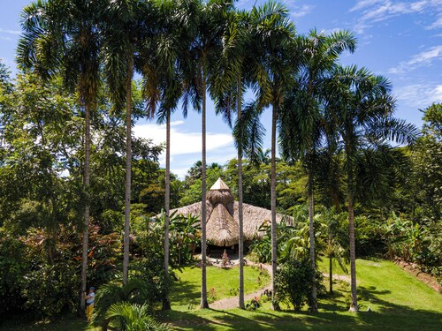 Eco-friendly structure, inspired by a Yarumo leaf, features five deluxe guest rooms ideal for couples, families, or small groups of up to four guests.