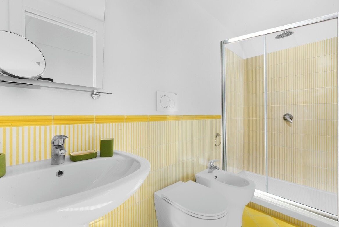 Hair dryer, bidet, soap, shampoo