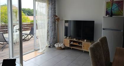 Spacious and cozy apartment with a terrace, 4 km from the beach