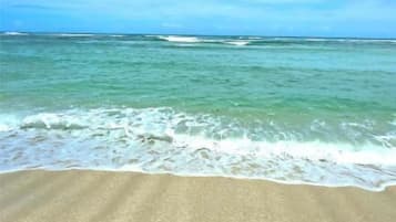 On the beach, white sand