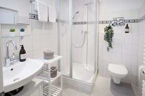 Regadera, amenidades de baño ecológicas, secadora de cabello, toallas 