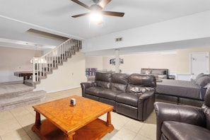 TV, fireplace, offices - Spacious Home w/ Air Hockey, Pool table, Ping Pong (Shawnee)