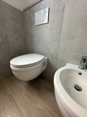 Asciugacapelli, bidet, asciugamani, sapone