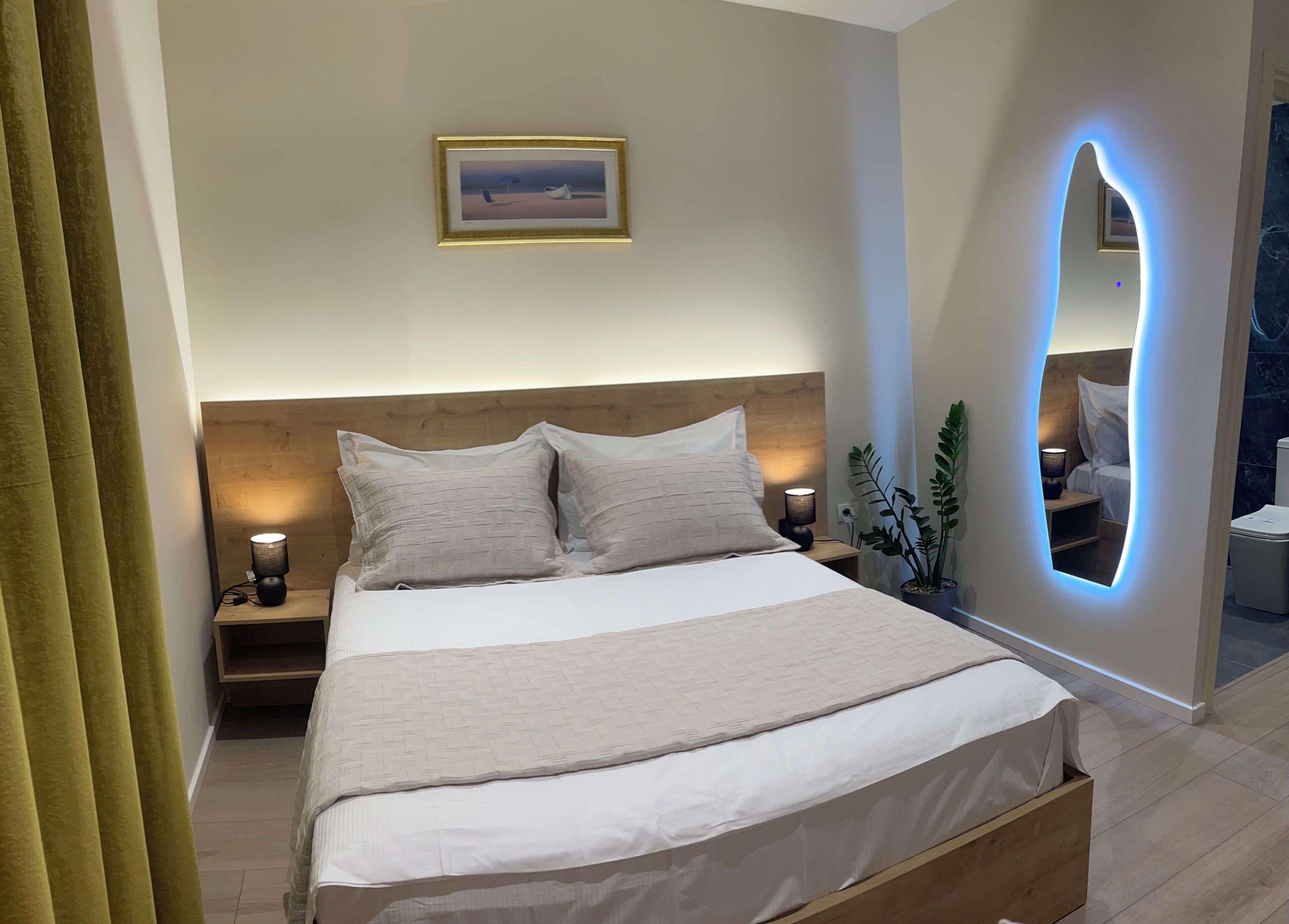 Premium bedding, memory-foam beds, minibar, laptop workspace