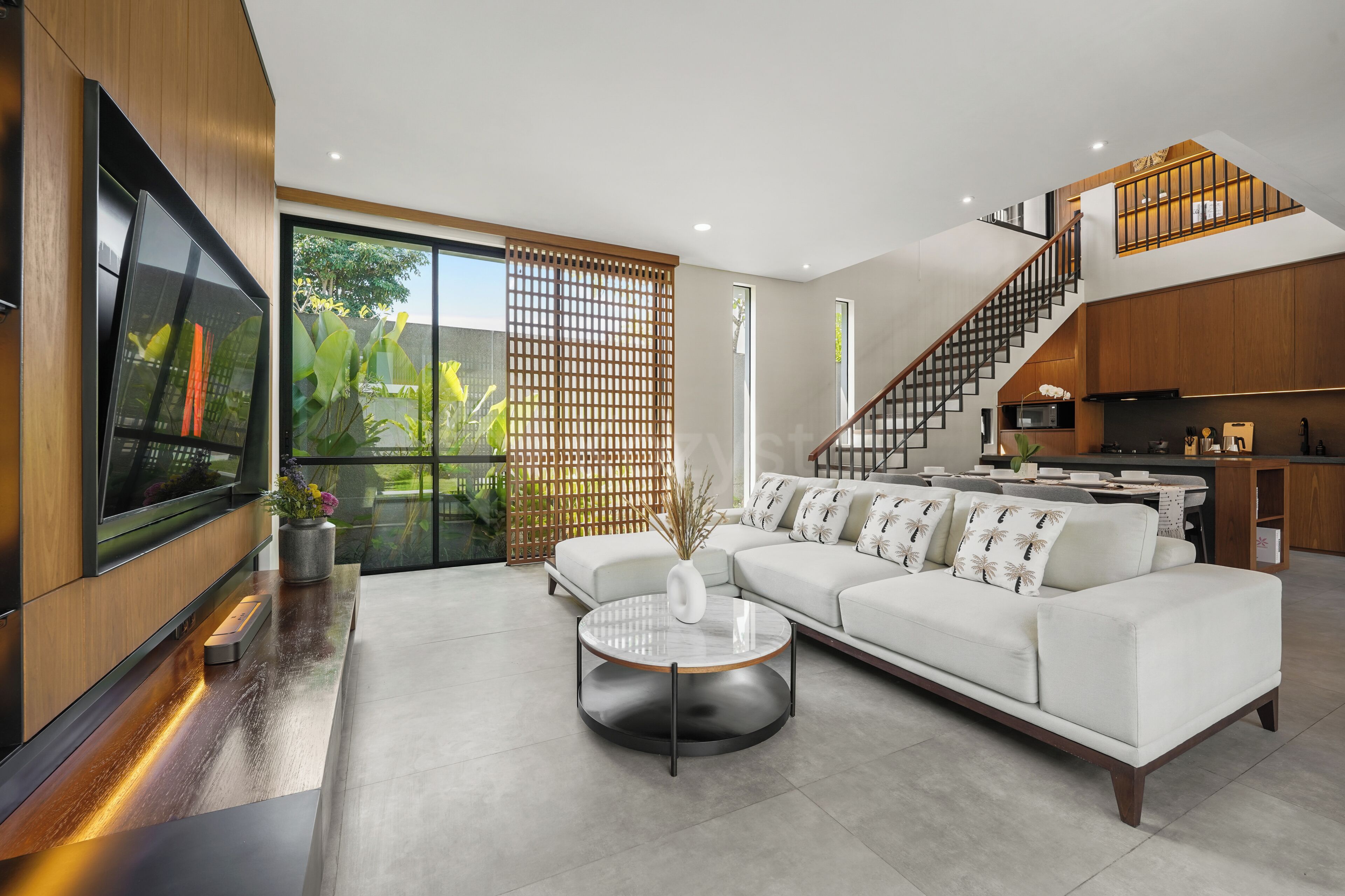 Villa, 3 Bedrooms, Pool View | Living area | 60-inch Smart TV with cable channels, Netflix, streaming services