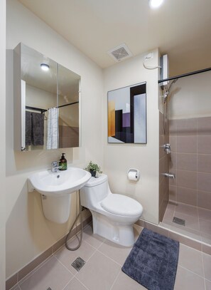 Dusche, Haartrockner, Bidet, Handtücher