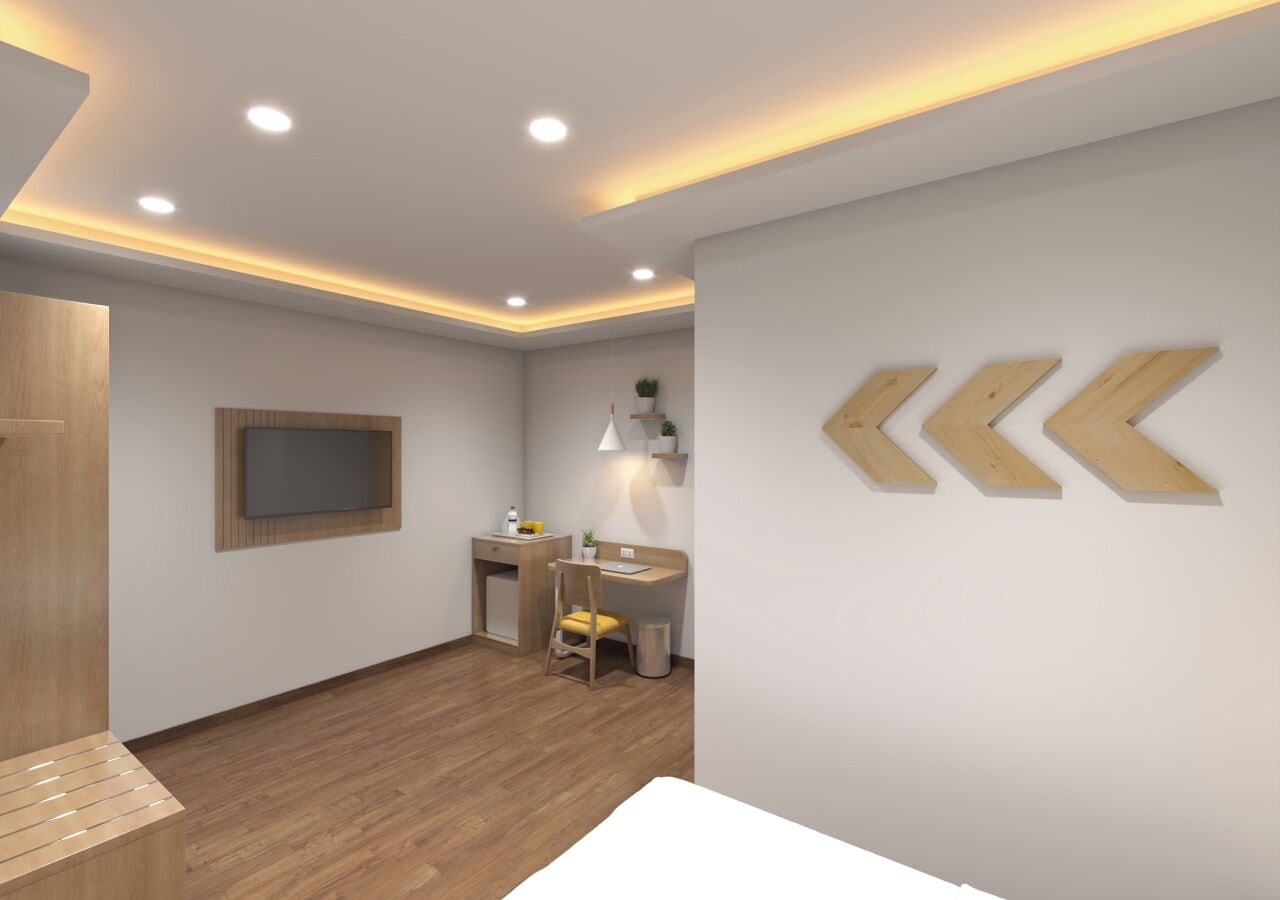 Signature Suite | Meja kerja, ruang kerja ramah laptop, dan setrika/meja setrika