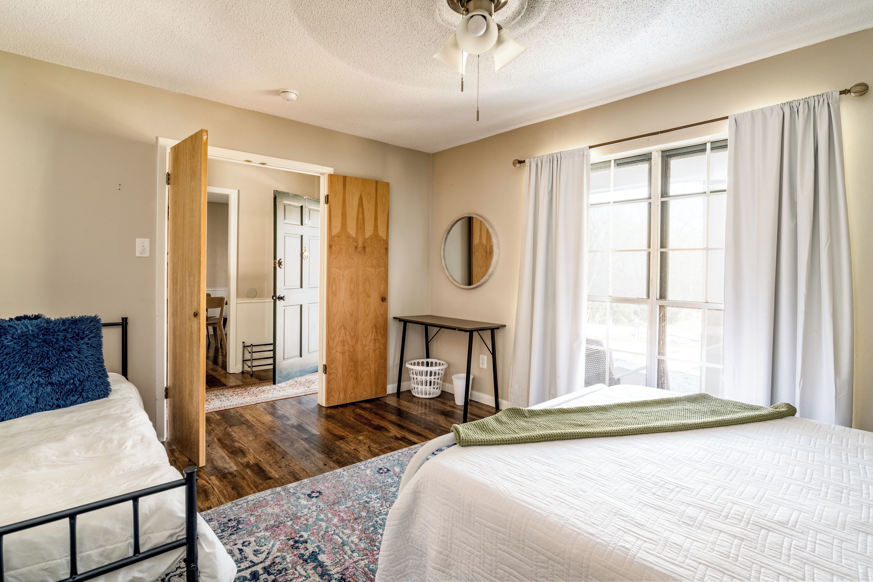 Desk, iron/ironing board, travel crib, WiFi (free)