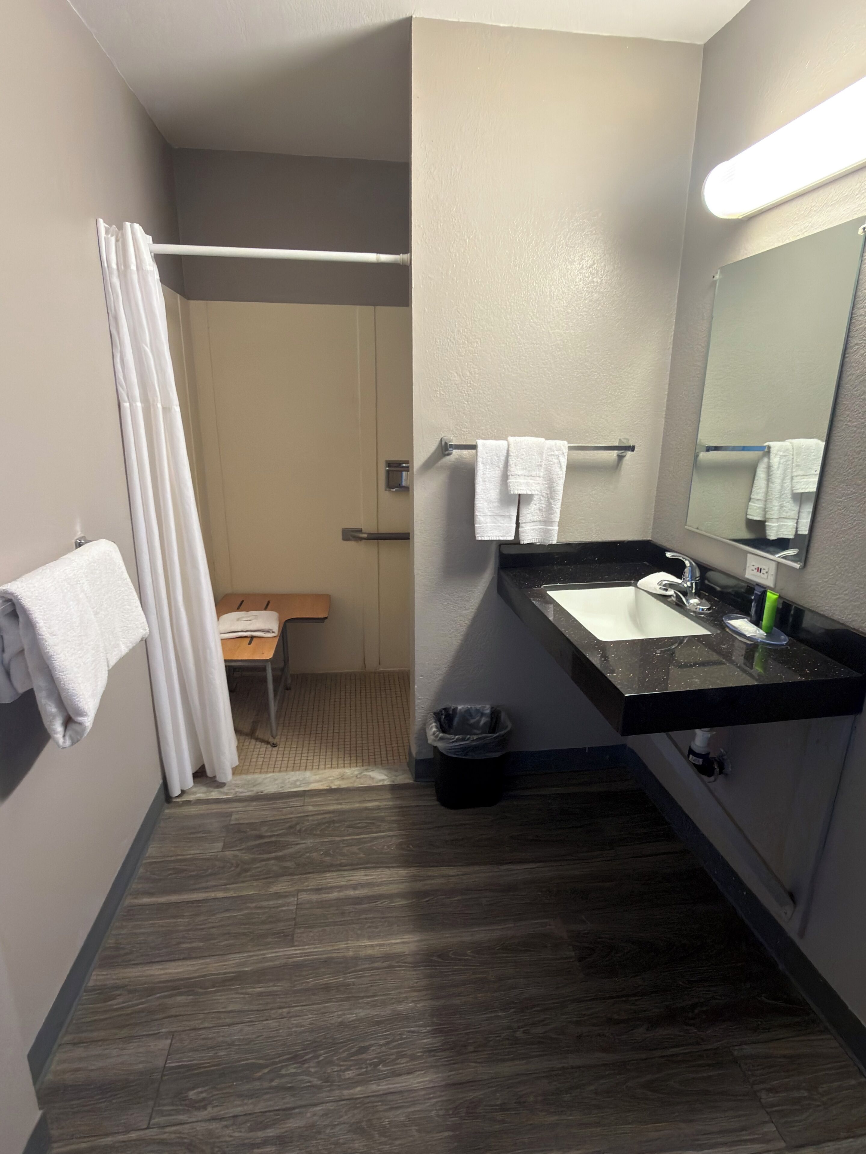 Basic Room, Shower Grab Bars | Bathroom | Shower, free toiletries, towels, soap