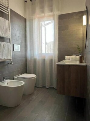 Dusche, Haartrockner, Bidet, Handtücher
