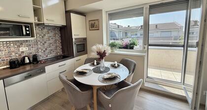 Penthouse with a Panorama balcony, and free Parking!