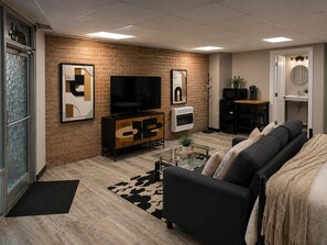 Living area - Stylish Industrial Studio | Downtown Troy (troy)