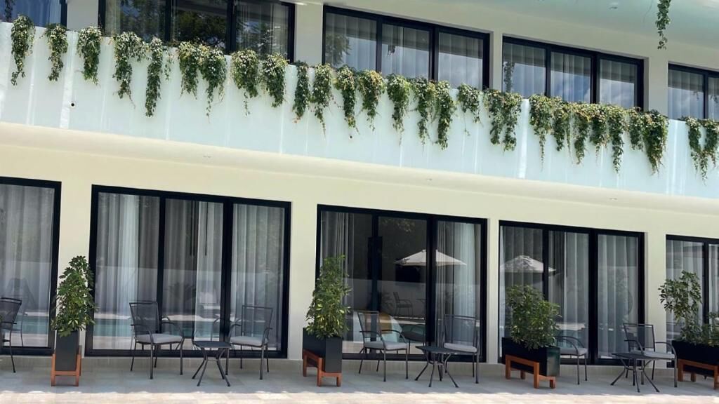 Habitación con 2 camas individuales, vista a la alberca | Terraza o patio