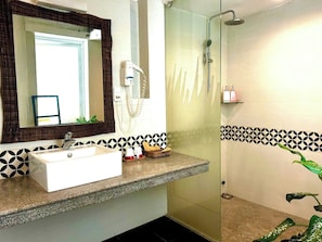 Dusche, Haartrockner, Bidet, Handtücher