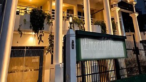 A multi-story hotel with a modern design, featuring balconies on each floor and a prominent entrance with a sign. - Luxury 3BR Apartment Nugegoda bordering Colombo 5 (Nugegoda)